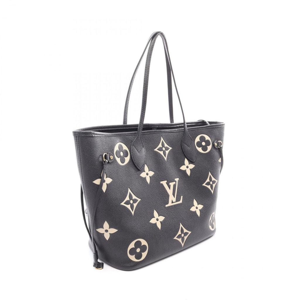 Louis Vuitton Tote Bag Neverfull MM Monogram Empreinte Black Beige Leather — view 2