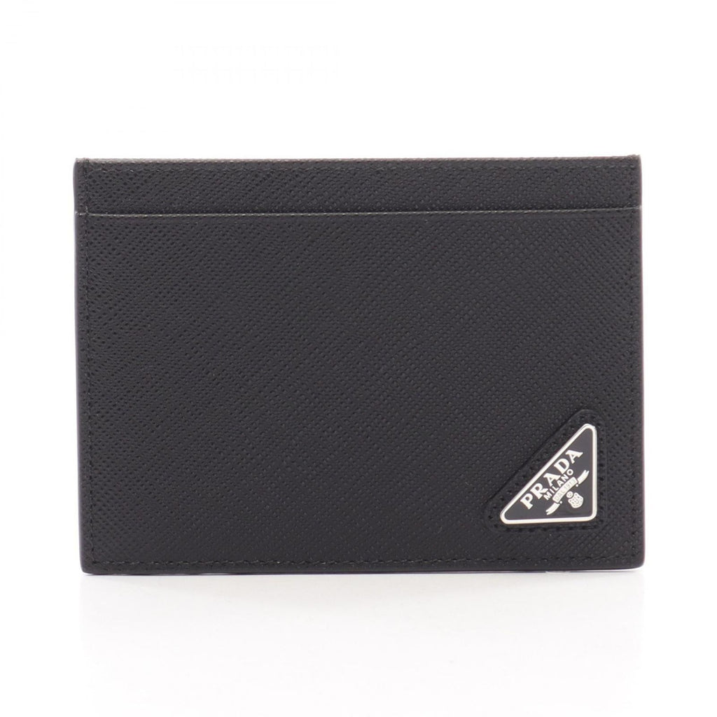 Prada Card Case Saffiano Triang Leather