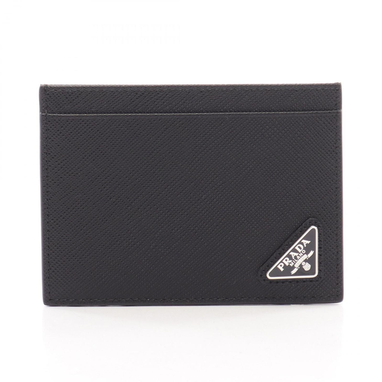 Prada Card Case Saffiano Triang Leather