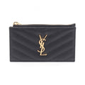 Saint Laurent Paris Coin Purse Monogram Fragment Zip Card Case Leather