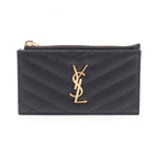 Saint Laurent Paris Coin Purse Monogram Fragment Zip Card Case Leather