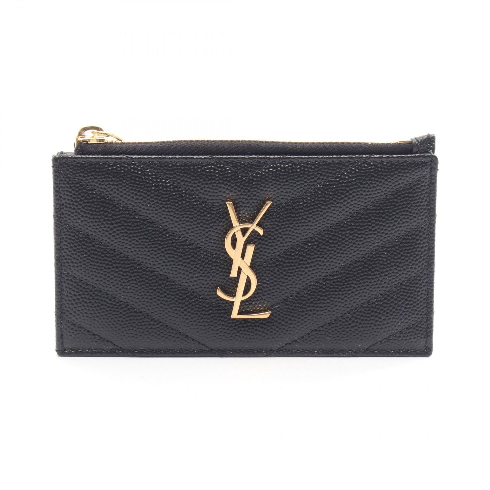 Saint Laurent Paris Coin Purse Monogram Fragment Zip Card Case Leather