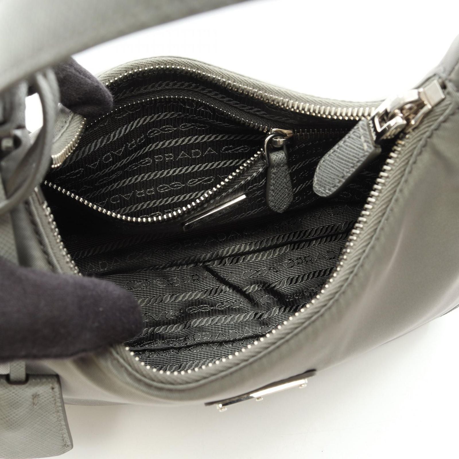 Prada Tessuto Saffiano Nylon Leather Shoulder Bag — view 3