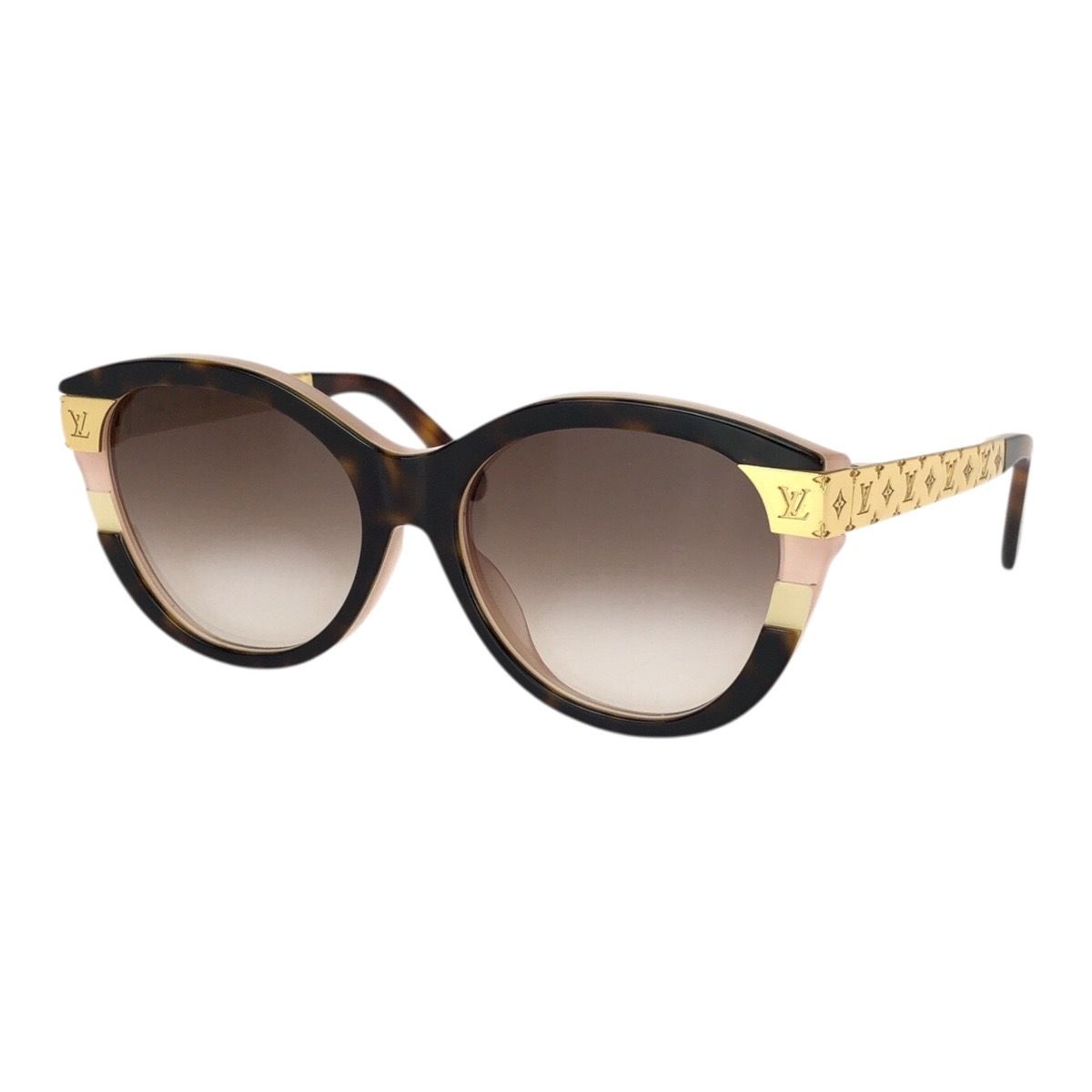 Louis Vuitton Petit Spcon Cat Eye Brown Pink Gold Acetate Sunglasses Eyewear