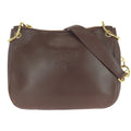 Prada Vintage Embossed Logo Brown Gold Leather Shoulder Bag