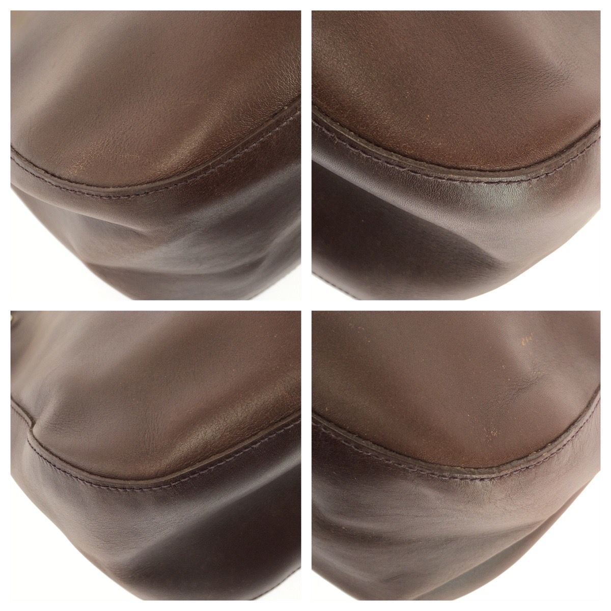 Prada Vintage Embossed Logo Brown Gold Leather Shoulder Bag — view 3
