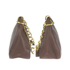 Prada Vintage Embossed Logo Brown Gold Leather Shoulder Bag — view 8