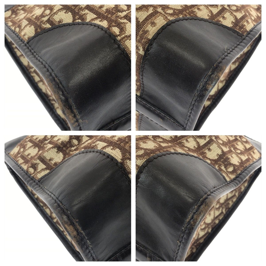 Dior Vintage Trotter Brown Canvas Leather Boston Bag Business — view 3