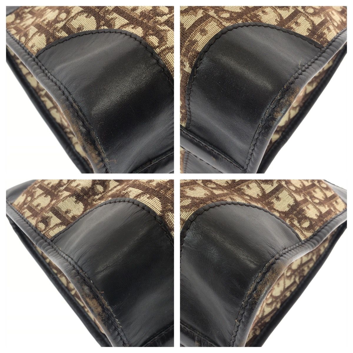 Dior Vintage Trotter Brown Canvas Leather Boston Bag Business — view 3