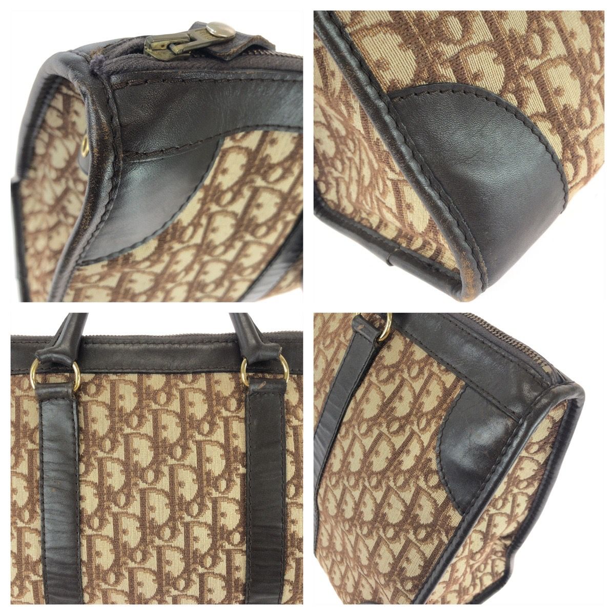 Dior Vintage Trotter Brown Canvas Leather Boston Bag Business — view 5