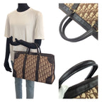 Dior Vintage Trotter Brown Canvas Leather Boston Bag Business — view 7