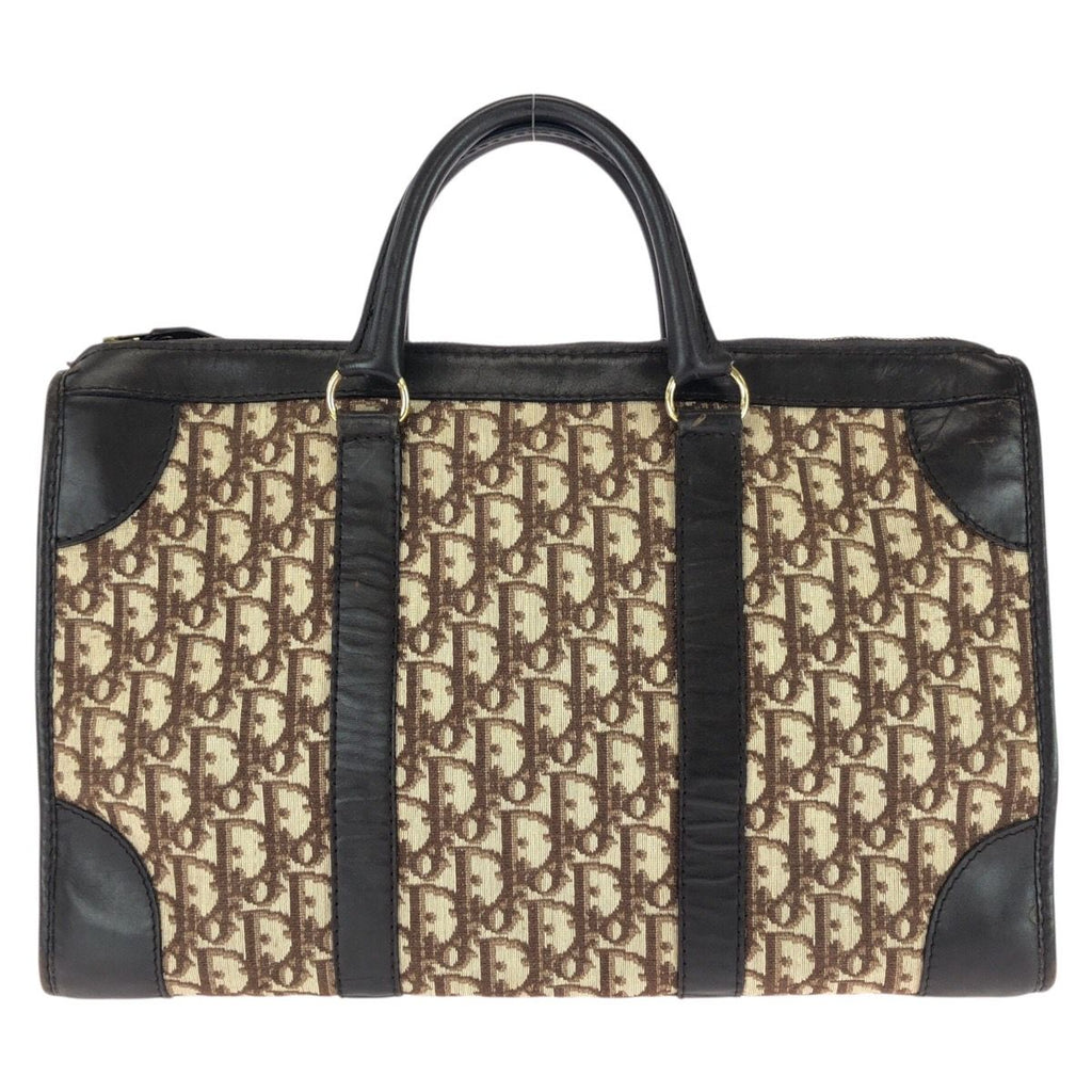 Dior Vintage Trotter Brown Canvas Leather Boston Bag Business