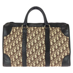 Dior Vintage Trotter Brown Canvas Leather Boston Bag Business