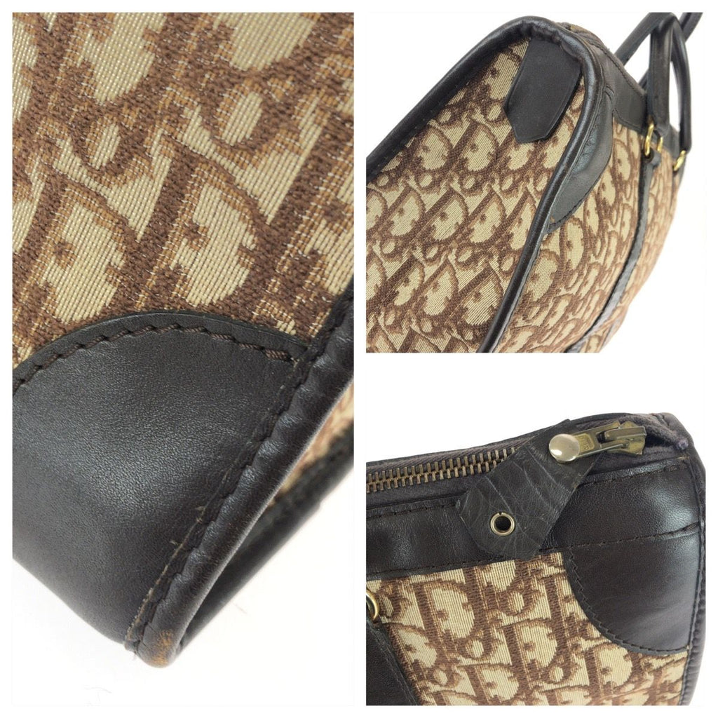 Dior Vintage Trotter Brown Canvas Leather Boston Bag Business — view 6