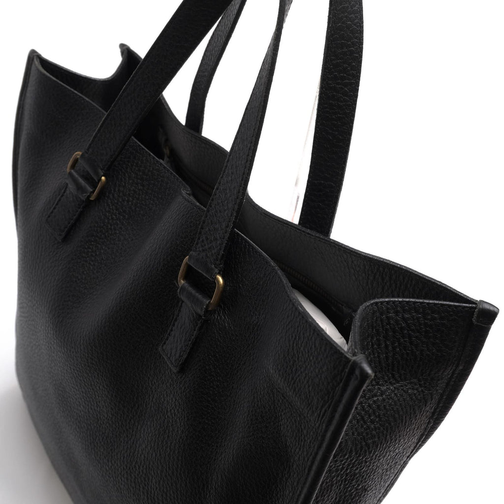 Prada Tote Bag Leather Black Shrink — view 5