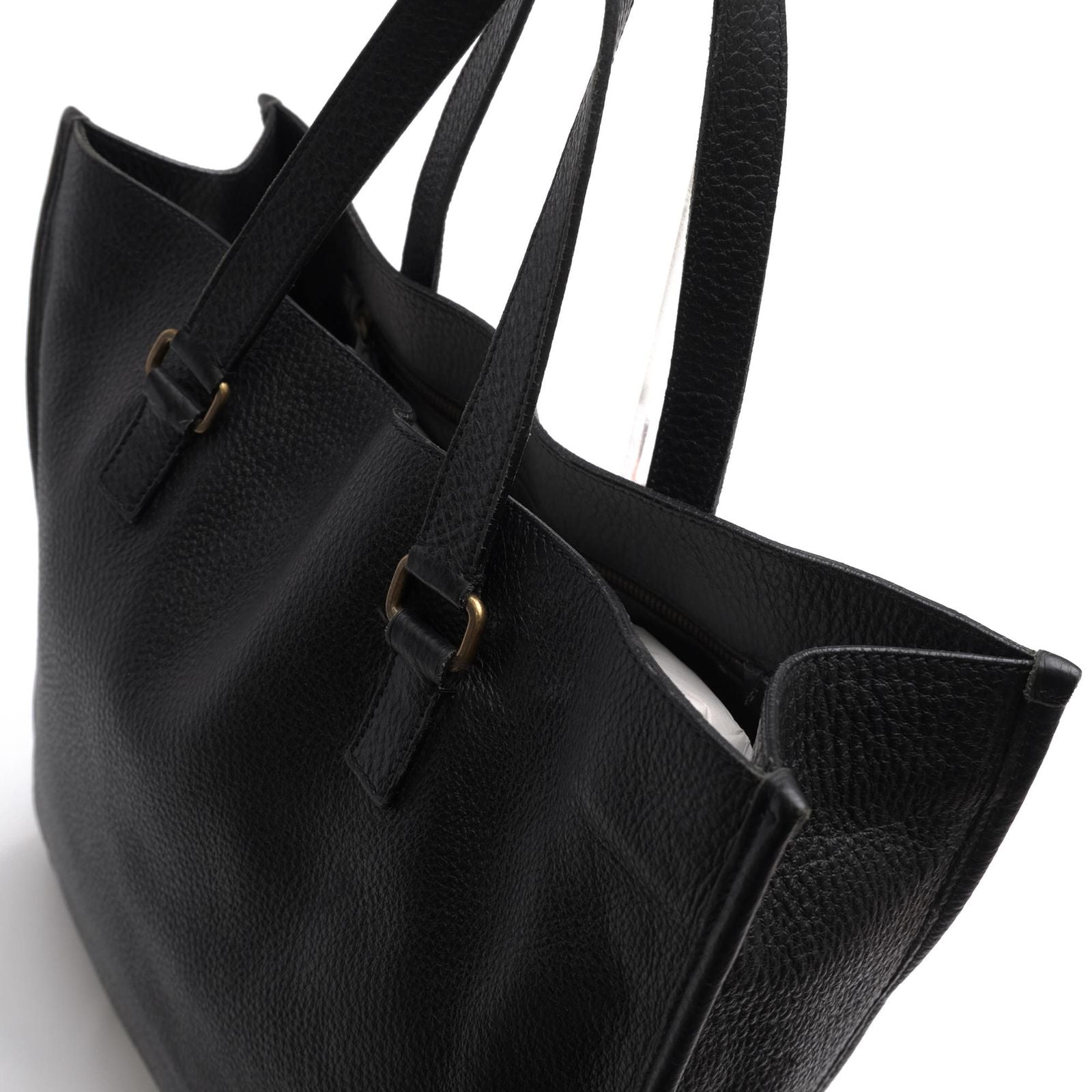 Prada Tote Bag Leather Black Shrink — view 5