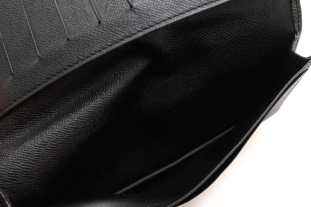 Louis Vuitton Wallet Leather Black Taiga Porto Cartes Credit No Coin Purse — view 7