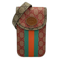 Gucci Shoulder Bag GG Plus Supreme Interlocking G Red Dark Brown Multi Leather