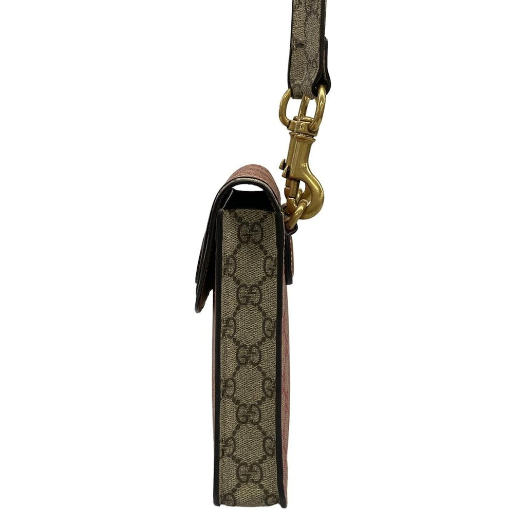 Gucci Shoulder Bag GG Plus Supreme Interlocking G Red Dark Brown Multi Leather — view 4