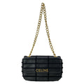 Celine Shoulder Bag Matelasse Monochrome Black Chain Leather