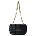 Celine Shoulder Bag Matelasse Monochrome Black Chain Leather