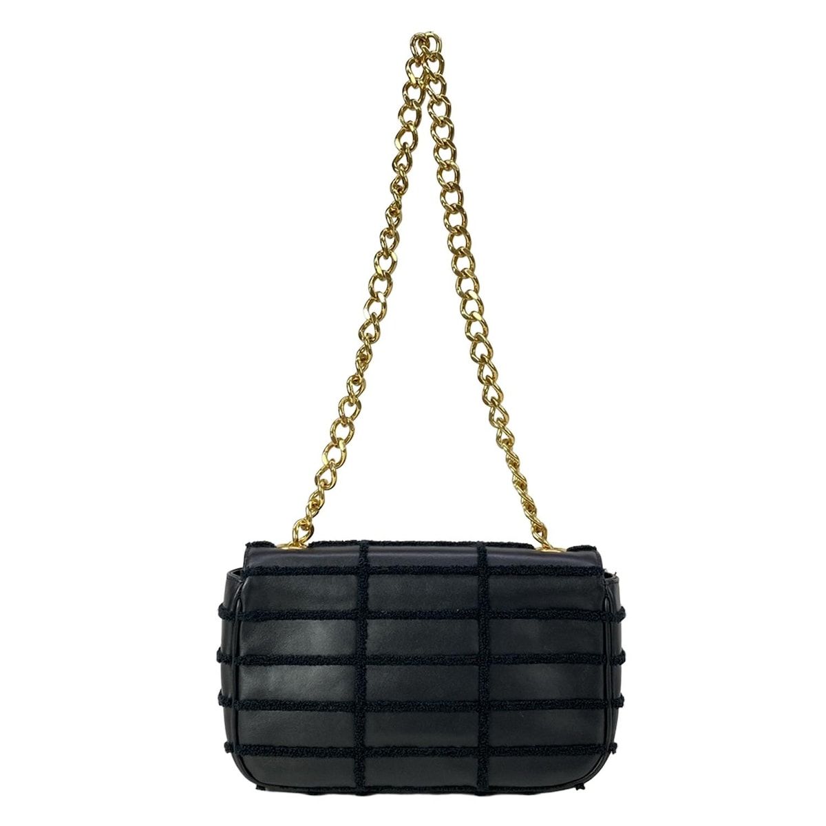 Celine Shoulder Bag Matelasse Monochrome Black Chain Leather — view 3