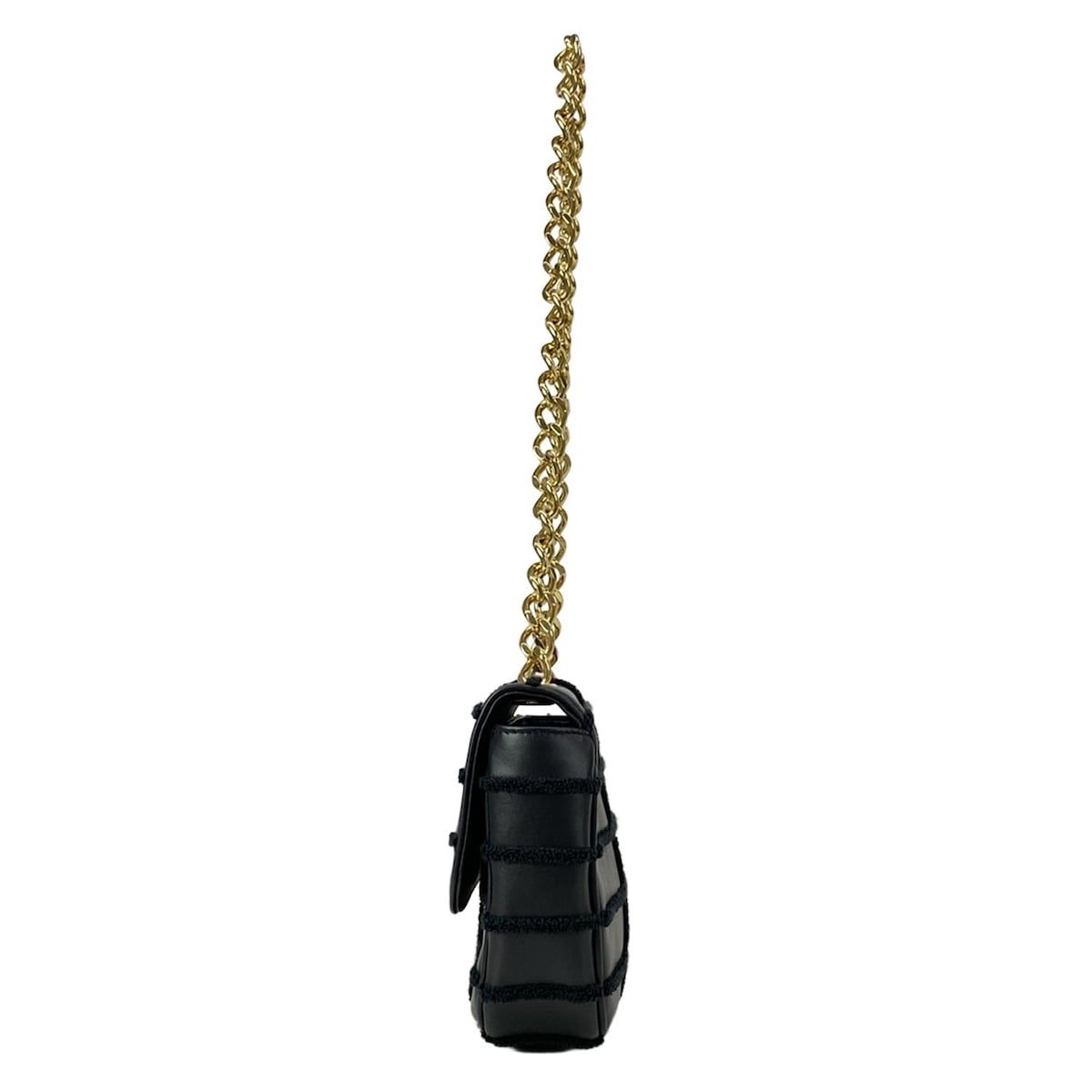 Celine Shoulder Bag Matelasse Monochrome Black Chain Leather — view 4