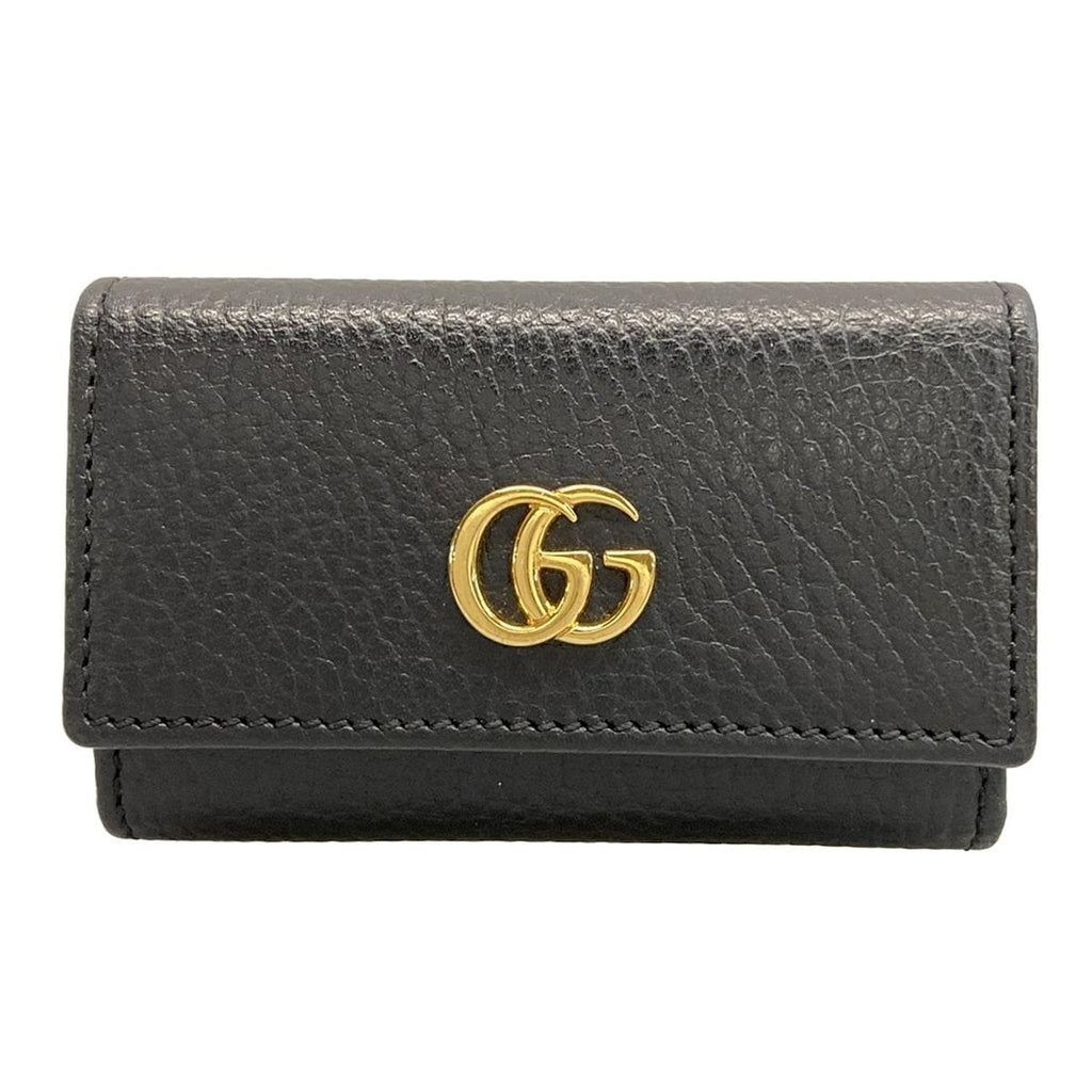 Gucci Key Case GG Marmont Black Hook Leather Key Holder