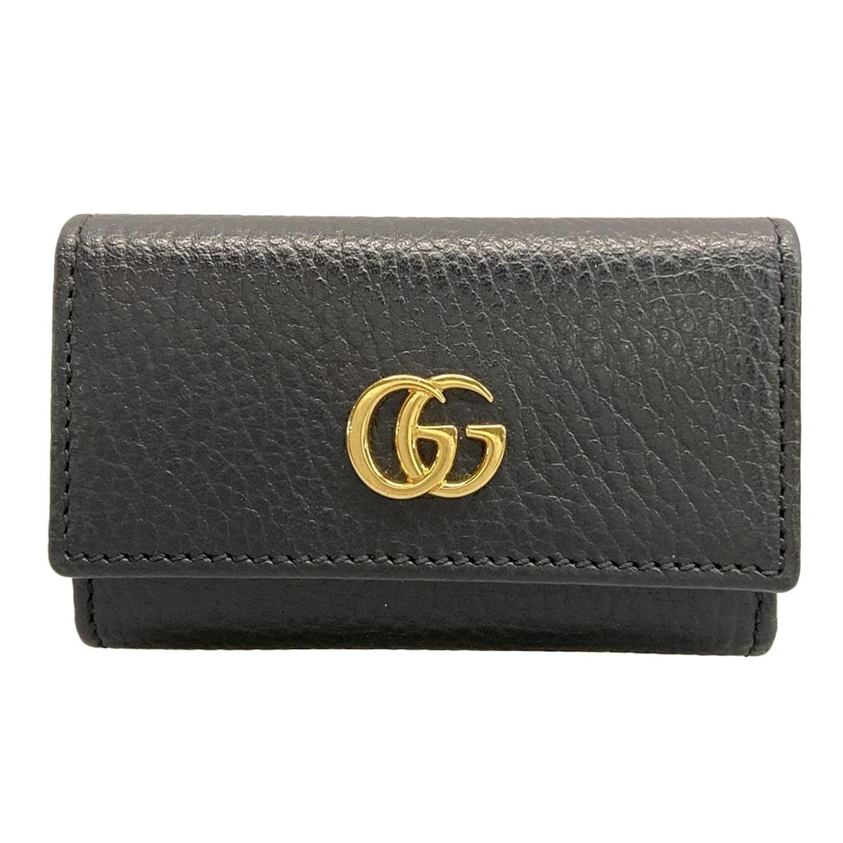 Gucci Key Case GG Marmont Black Hook Leather Key Holder