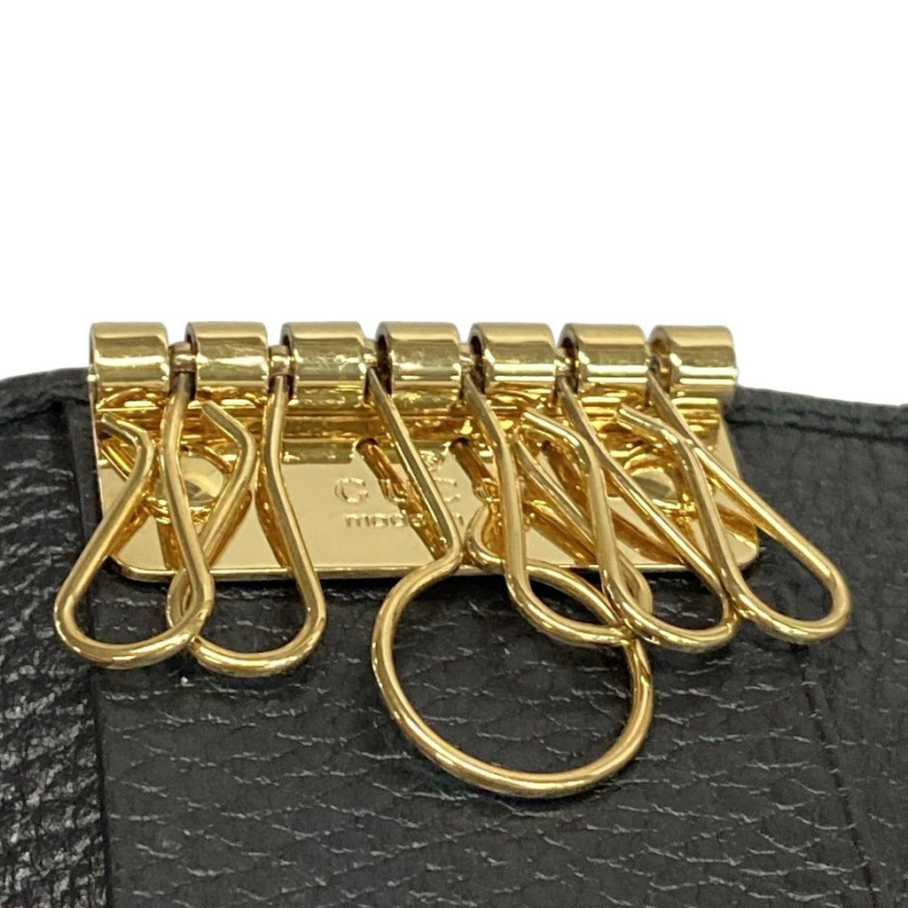 Gucci Key Case GG Marmont Black Hook Leather Key Holder — view 4