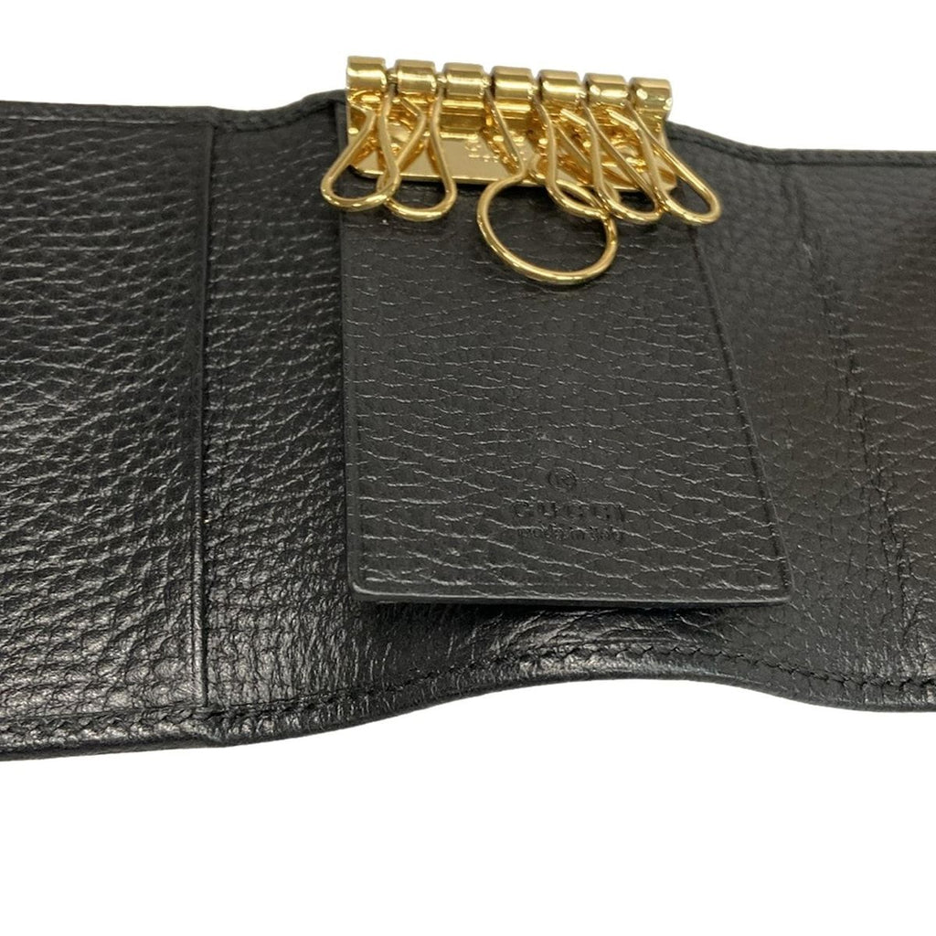 Gucci Key Case GG Marmont Black Hook Leather Key Holder — view 3