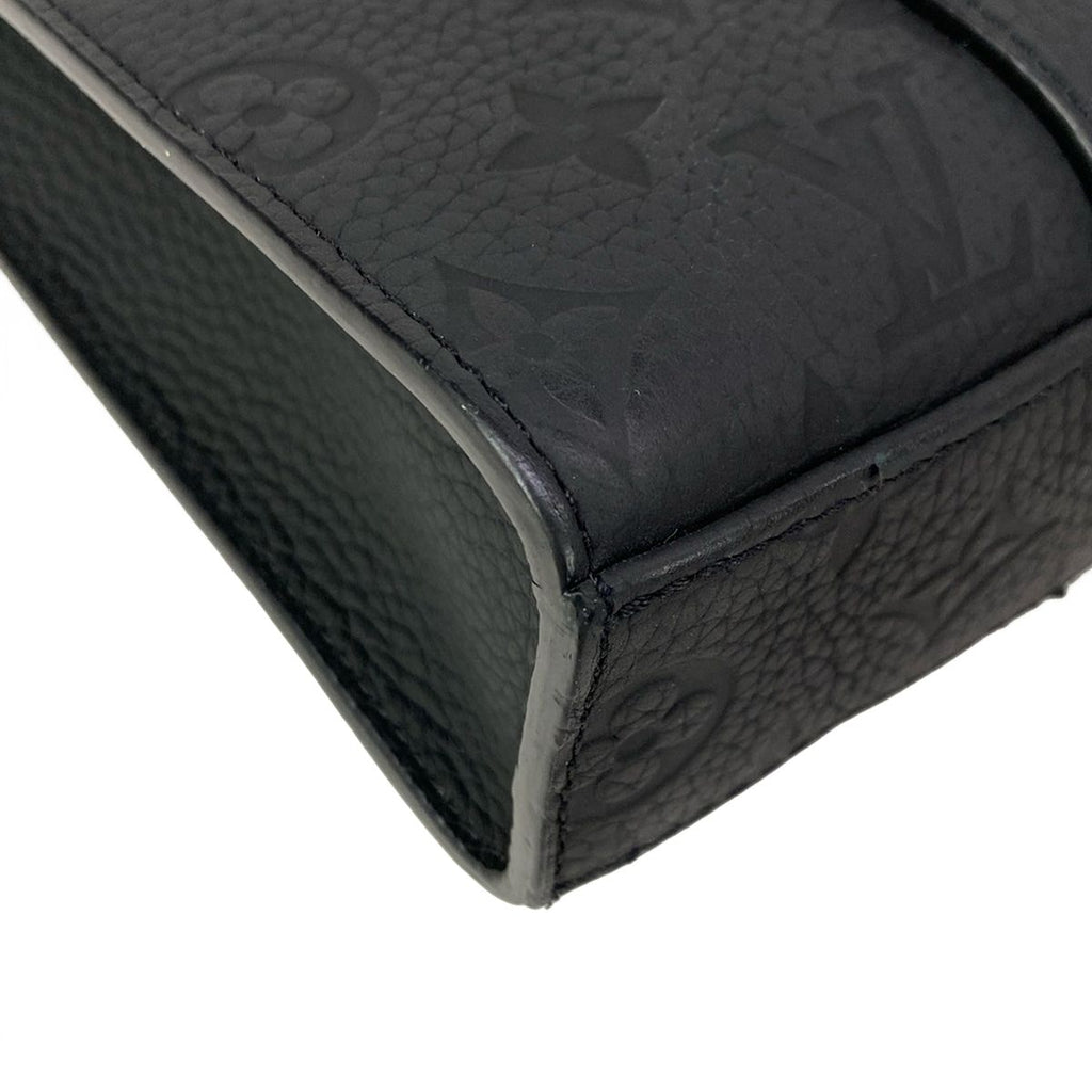 Louis Vuitton Handbag Taurillon Monogram Sac Plat Cloth Noir Leather Cowhide — view 6