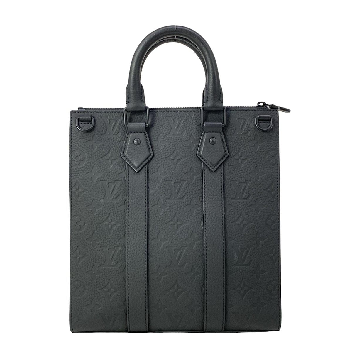 Louis Vuitton Handbag Taurillon Monogram Sac Plat Cloth Noir Leather Cowhide — view 3