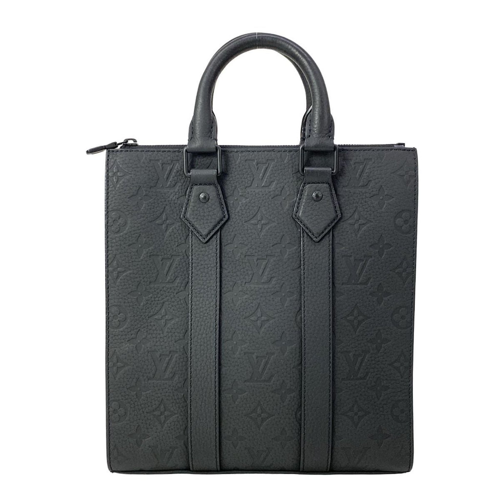 Louis Vuitton Handbag Taurillon Monogram Sac Plat Cloth Noir Leather Cowhide