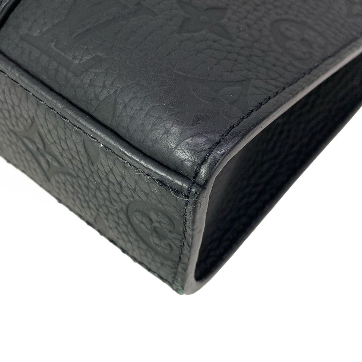 Louis Vuitton Handbag Taurillon Monogram Sac Plat Cloth Noir Leather Cowhide — view 7