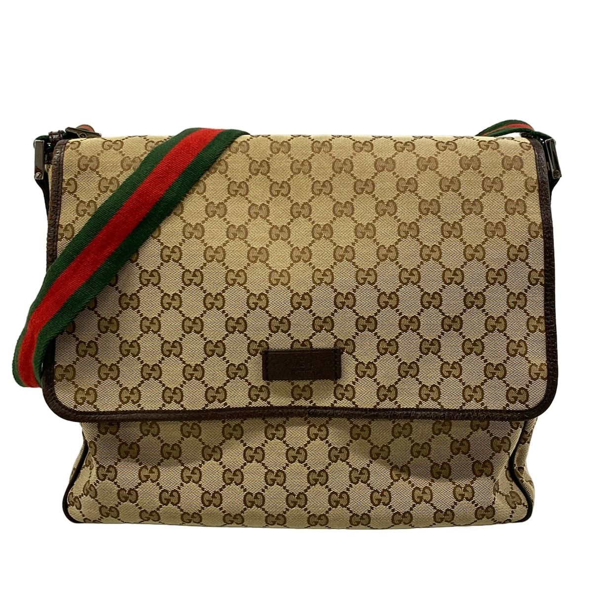 Gucci Shoulder Bag GG Pattern Sherry Beige Dark Brown Leather