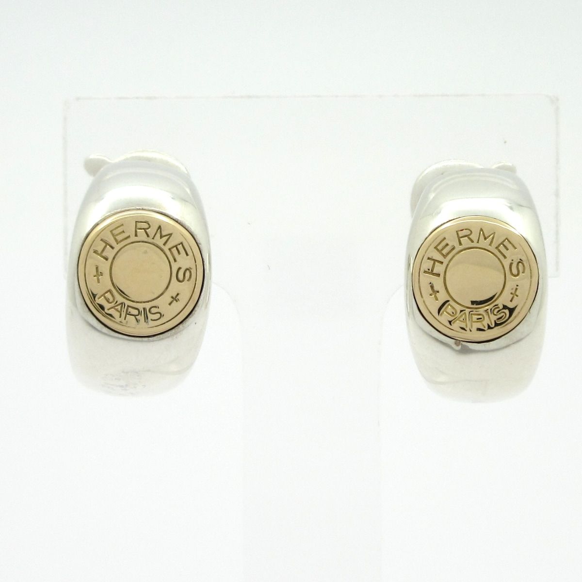Hermes Earrings Sellier Silver Gold