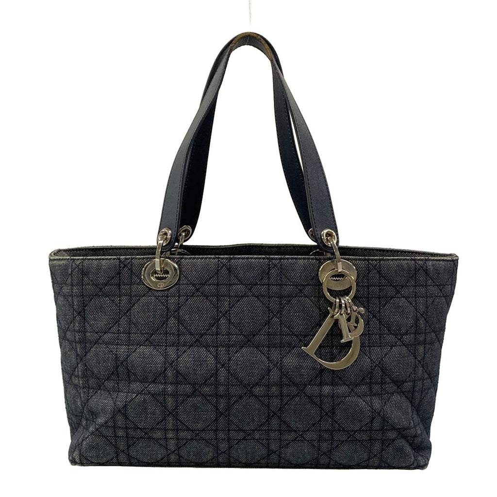 Dior Handbag Cannage Stitch Navy Leather