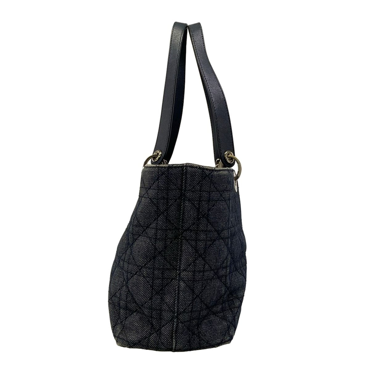 Dior Handbag Cannage Stitch Navy Leather — view 4