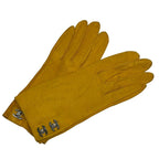 Chanel Gloves 7.5 Yellow CC Logo Turnlock Leather