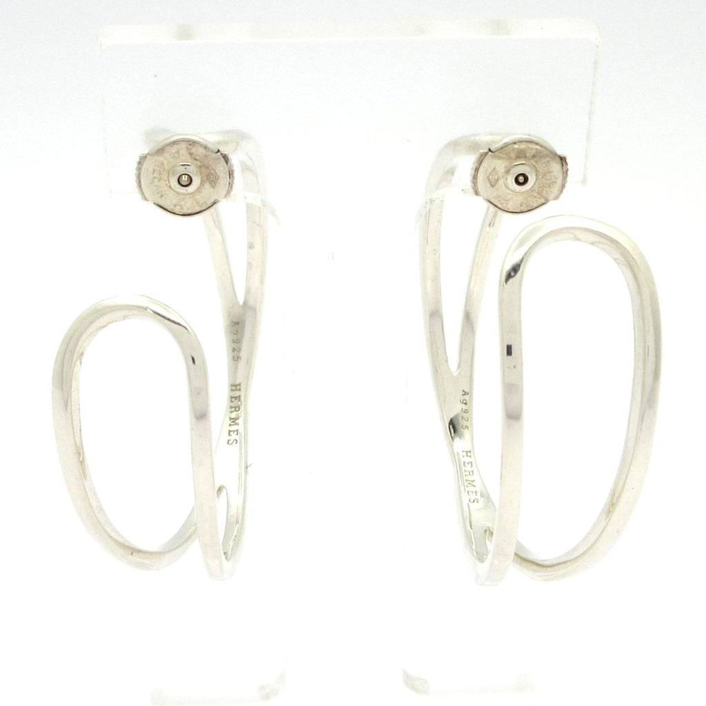 Hermes Earrings Silver Third Party Back — view 3