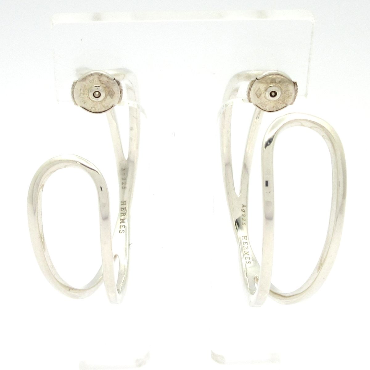 Hermes Earrings Silver Third Party Back — view 3