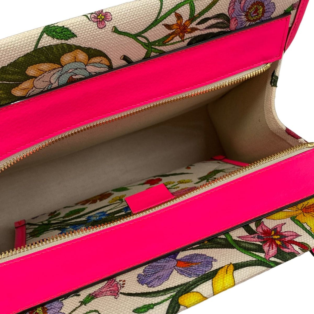 Gucci Handbag Flora White Pink Multi Leather — view 7