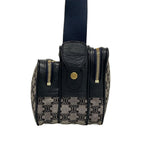 Celine Shoulder Bag Macadam Pattern Light Gray Dark Navy Leather — view 4