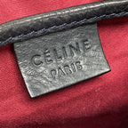 Celine Shoulder Bag Macadam Pattern Light Gray Dark Navy Leather — view 8