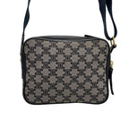 Celine Shoulder Bag Macadam Pattern Light Gray Dark Navy Leather — view 3