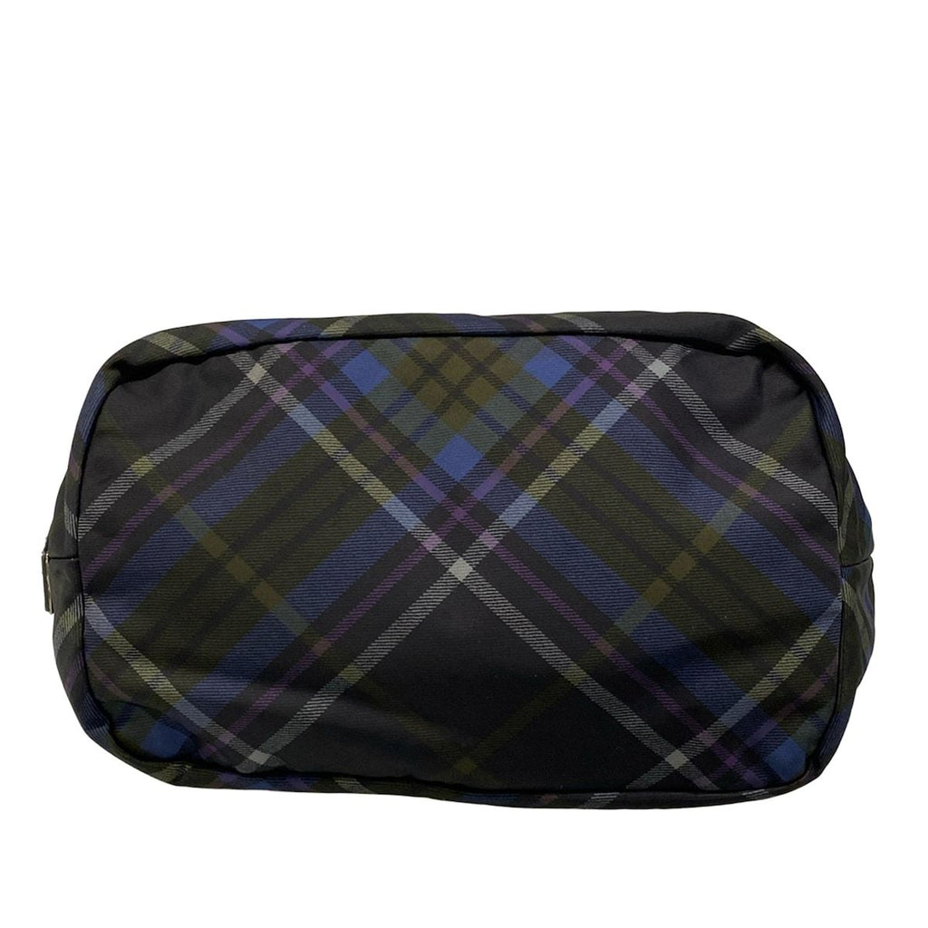 Prada Tote Bag Black Navy Green Plaid Reversible — view 5