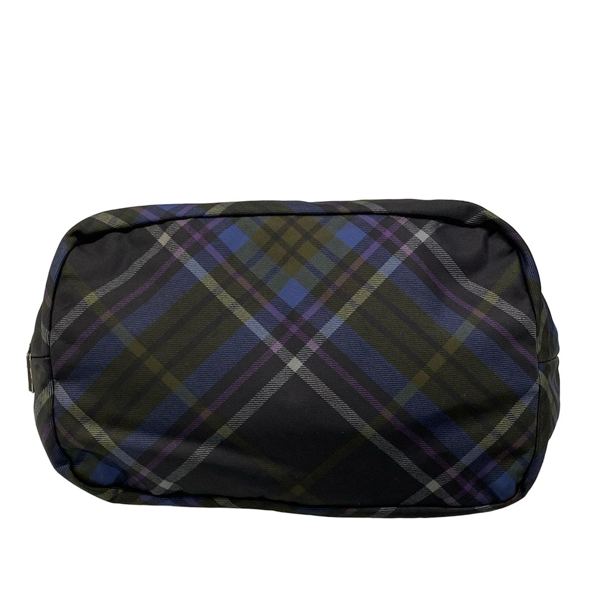 Prada Tote Bag Black Navy Green Plaid Reversible — view 5