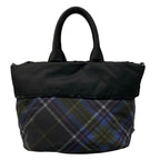 Prada Tote Bag Black Navy Green Plaid Reversible — view 3