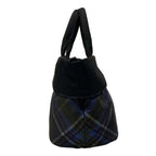 Prada Tote Bag Black Navy Green Plaid Reversible — view 4